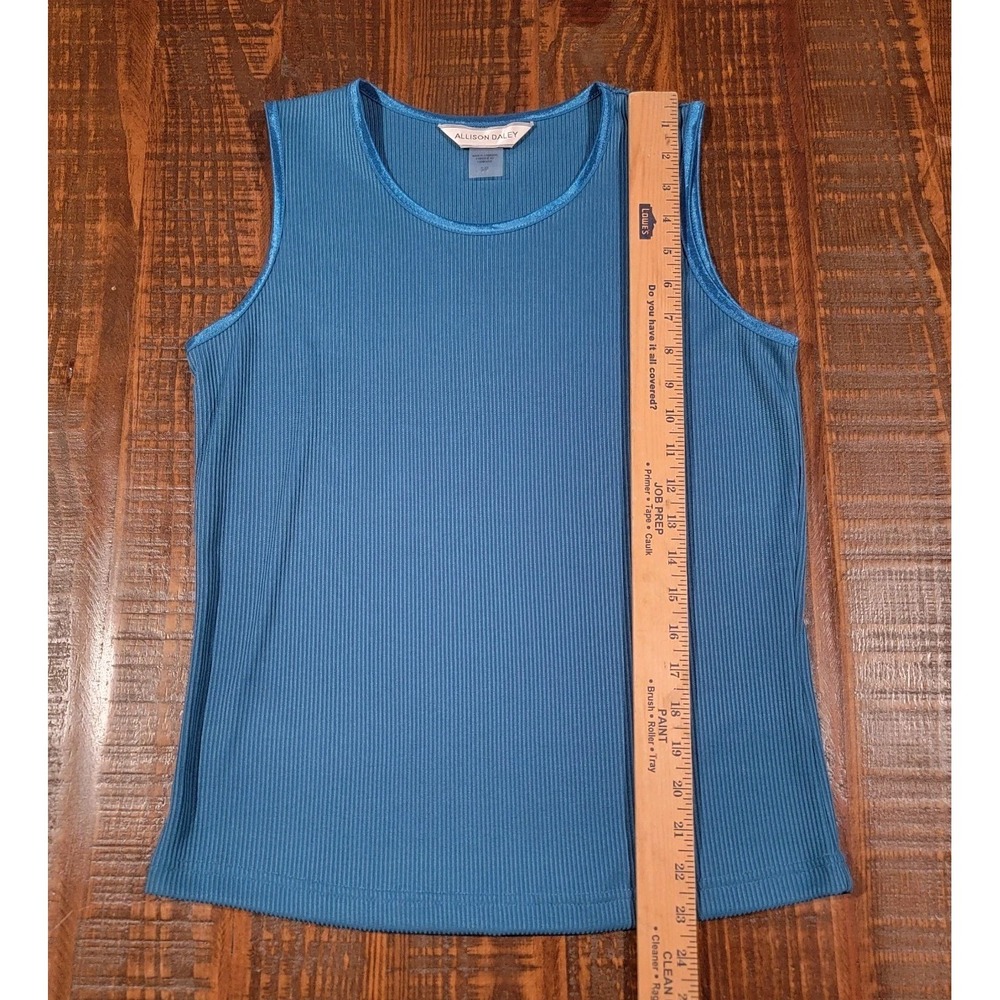 Allison Daley Tank Top Textured Blue Sleeveless Petite Small Great For Layers